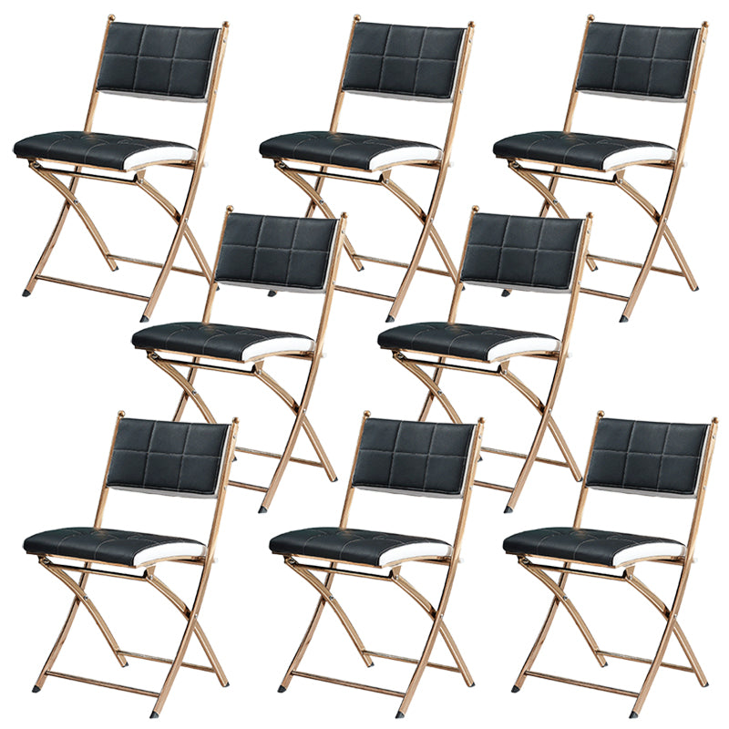 Glam Kitchen Side Chair Gold Legs Open Back Dining Armless Chair