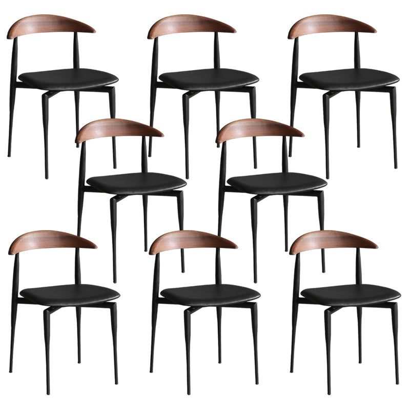 Industrial Upholstered Armless Chair Black Legs Kitchen Open Back Dining Chair Black 8 Piece Set Clearhalo 'Dining Chairs' 'Dining Tables & Seating' 'dining_chair' 'furn' 'furn_dining_chair' 'Furniture' 'Kitchen & Dining Furniture' 7144518