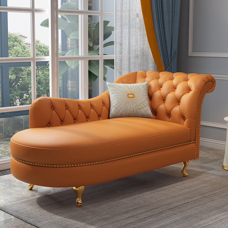 Chaise à bras roulés de style traditionnel en simili cuir pour salon