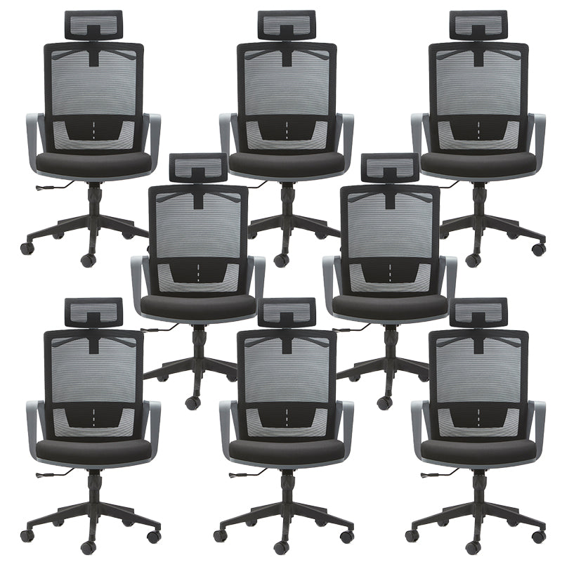 Modern Slide Chair Fixed Arms Adjustable Seat Height Desk Chair with Wheels 8 Piece Set Clearhalo 'furn' 'furn_office_chair' 'Furniture' 'Office Chairs' 'Office Furniture' 'office_chair' 7150416