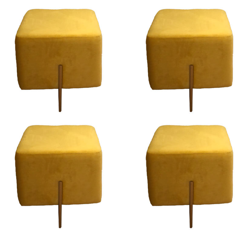 Modern Pouf Ottoman Velvet Upholstered Fade Resistant Square Ottoman with Metal Legs Yellow 4 Piece Set Clearhalo 'furn' 'furn_ottomans_poufs' 'Furniture' 'Living Room Furniture' 'Ottomans & Poufs' 'ottomans_poufs' 7155471