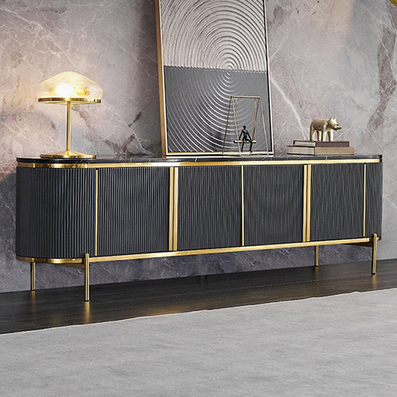 Enclosed Storage TV Media Console Glam Media Console for Living Room 87"L x 16"W x 24"H Grey Clearhalo 'furn' 'furn_tv_stands_entertainment_centers' 'Furniture' 'Living Room Furniture' 'TV Stands & Entertainment Centers' 'TV Stands & Media Storage Furniture' 'tv_stands_entertainment_centers' 7160906