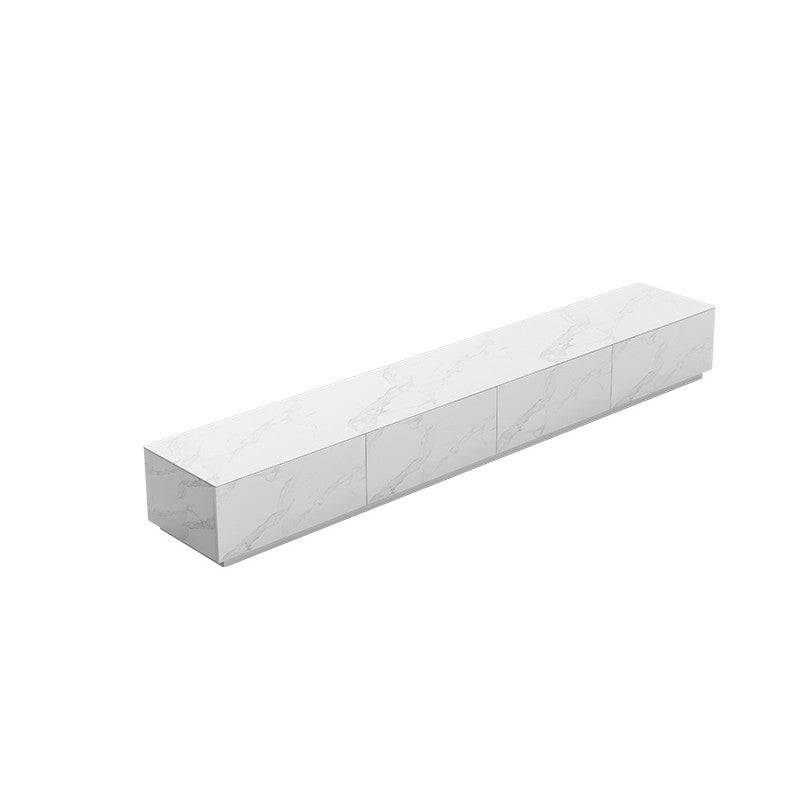 Contemporary TV Stand Console White Stone Media Console with Drawers 94.5"L x 16"W x 10"H Clearhalo 'furn' 'furn_tv_stands_entertainment_centers' 'Furniture' 'Living Room Furniture' 'TV Stands & Entertainment Centers' 'TV Stands & Media Storage Furniture' 'tv_stands_entertainment_centers' 7160956