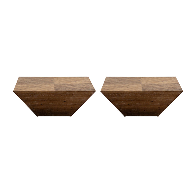 Tavolo d'angolo rustico Tavolino con accento marrone in legno massiccio per soggiorno