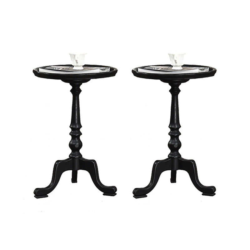 Tavolo d'angolo rustico largo 14 "tavolo laterale rotondo in legno solido