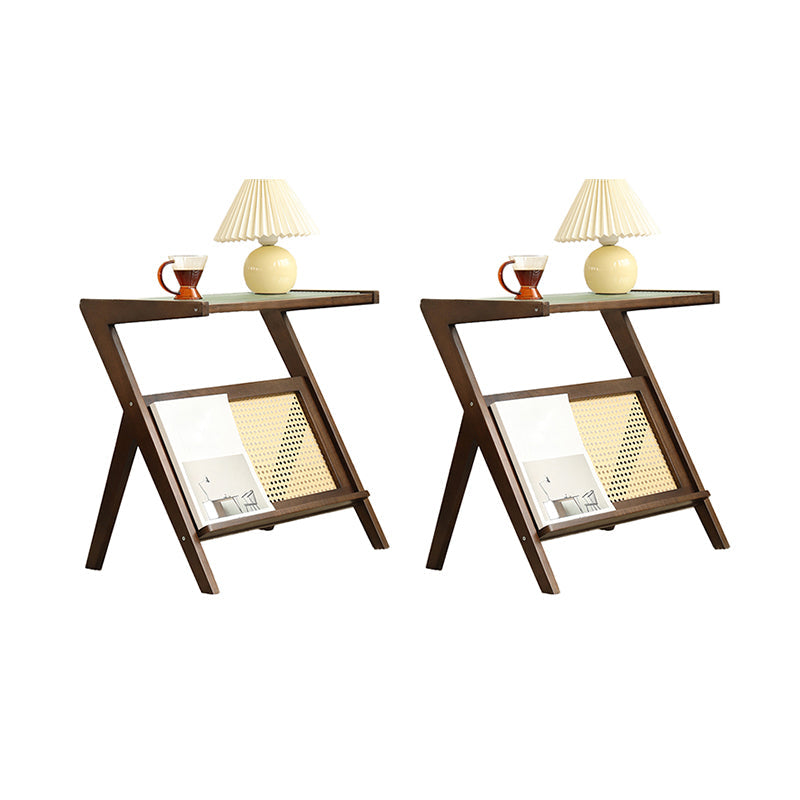 Tavolino laterale di accento rettangolare modernistico e laterale in legno e vetro