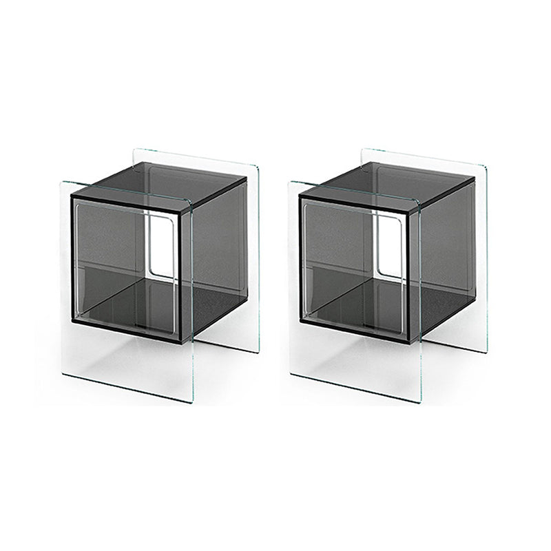 Modernistic Plastic Rectangular End Table Double Tier Corner Table with Storage Black 2 Clearhalo 'Coffee & Accent Tables' 'End & Side Tables' 'end_side_tables' 'furn' 'furn_end_side_tables' 'Furniture' 'Living Room Furniture' 7162592