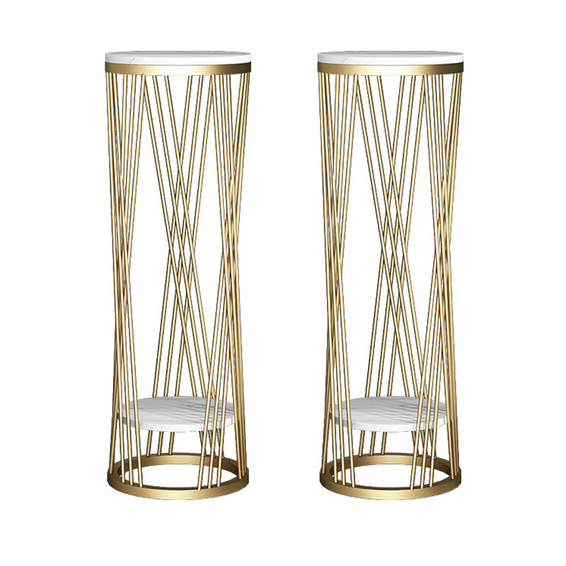 Mid-Century Contemporary Solid Marble Round/Square Frame Living Room Side End Table 12"L x 12"W x 35"H Gold 2 Clearhalo 'Coffee & Accent Tables' 'End & Side Tables' 'end_side_tables' 'furn' 'furn_end_side_tables' 'Furniture' 'Living Room Furniture' 7162703