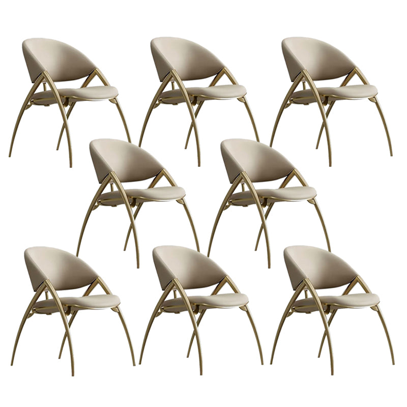 Glam keuken gestoffeerde zijstoel metalen benen Dining Armloze stoel