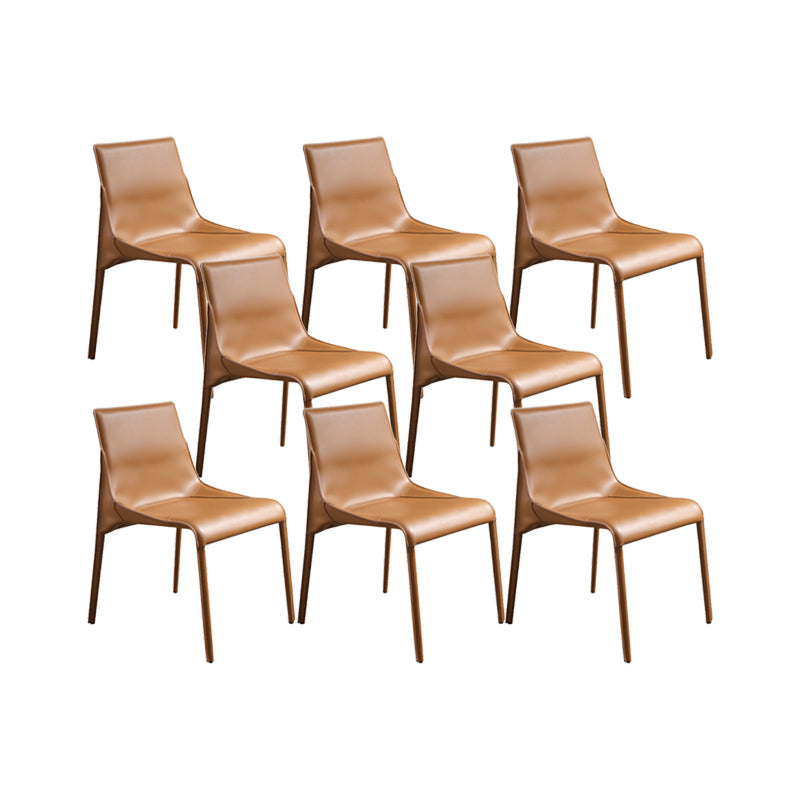 Faux lederen eigentijdse armloze stoel huis metalen eetkamerstoel