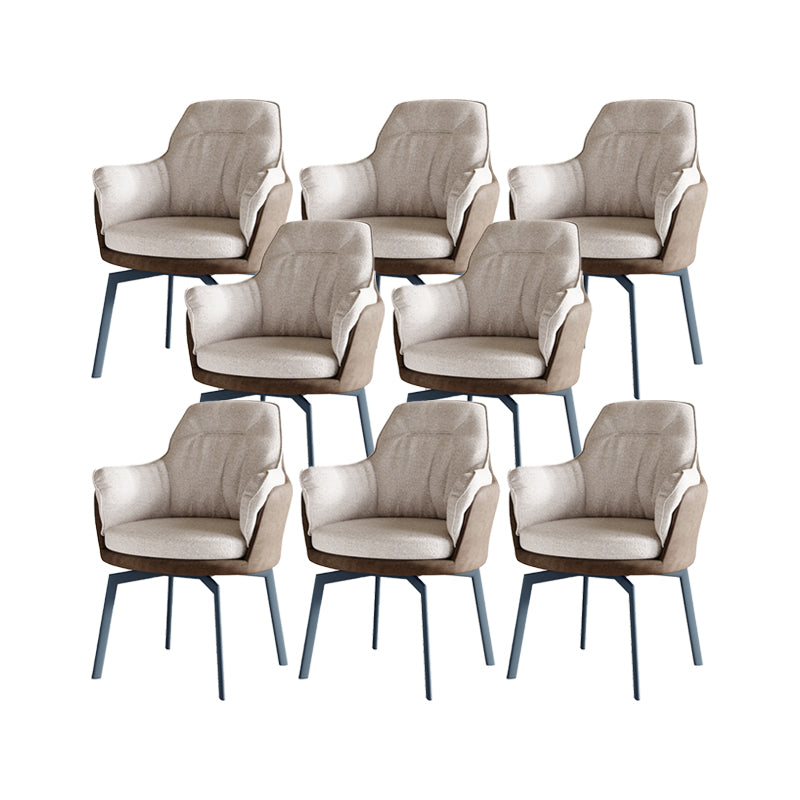 Industrial Kitchen Dining Chairs Fabric Arm Dining Chairs with Metal Legs 8 Piece Set Clearhalo 'Dining Chairs' 'Dining Tables & Seating' 'dining_chair' 'furn' 'furn_dining_chair' 'Furniture' 'Kitchen & Dining Furniture' 7163417