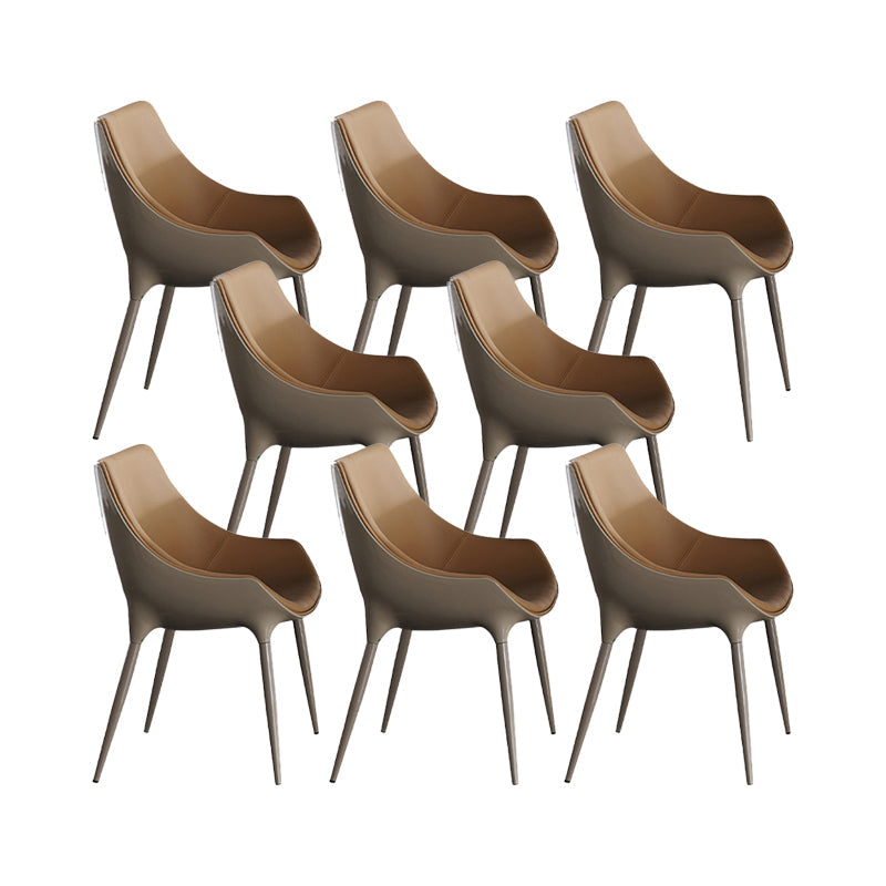 Sillas de comedor de estilo moderno sillas de cocina de cuero falso con patas de metal