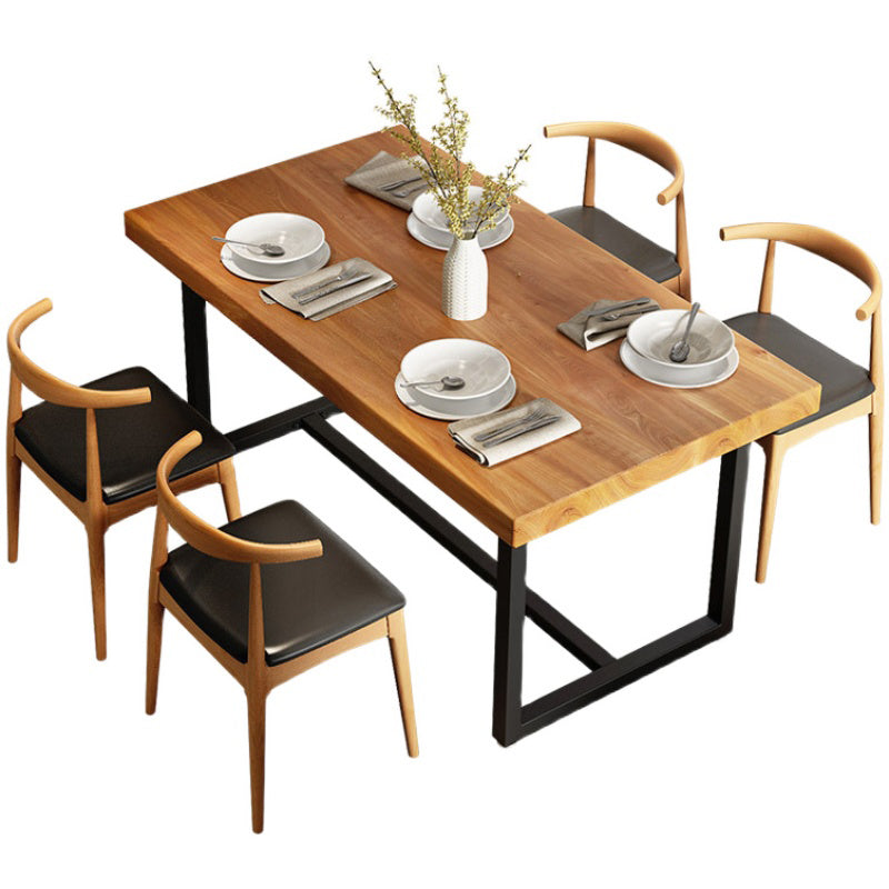 1/2/5 Pcs Solid Wood Dinette Set Industrial Style Dining Set with Rectangle Table 5 Pieces: Table, 4 Chairs Clearhalo 'Dining Room Sets' 'Dining Tables & Seating' 'dining_room_set' 'furn' 'furn_dining_room_set' 'Furniture' 'Kitchen & Dining Furniture' 7163704