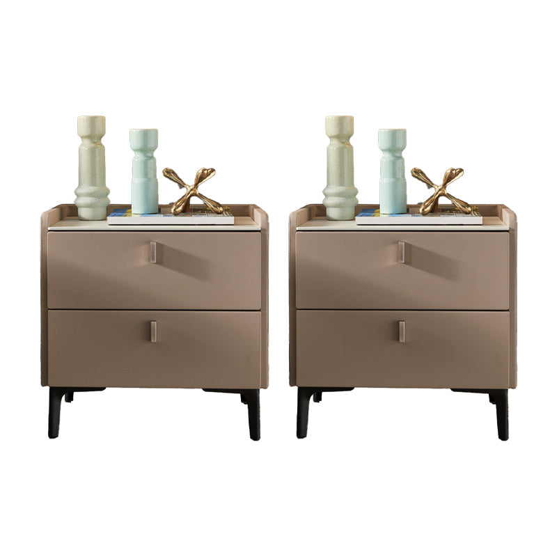 Contemporary Bedside Cabinet Stone Bed Nightstand with Drawers Coffee 2 Piece Set Clearhalo 'Bedroom Furniture' 'furn' 'furn_night_stand' 'Furniture' 'night_stand' 'Nightstands' 7164198
