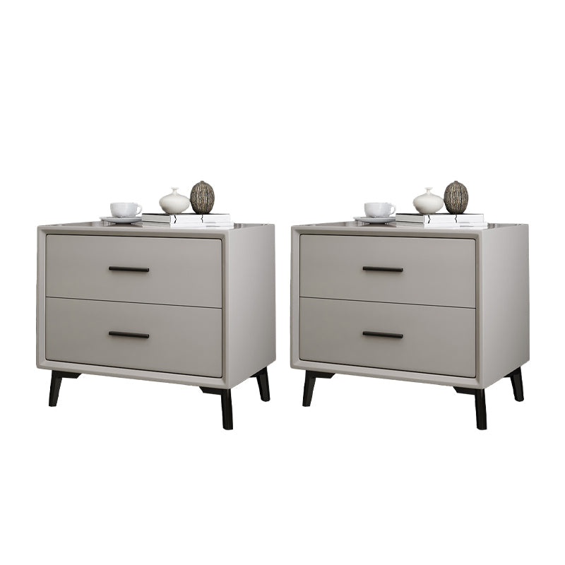 Comodino da letto contemporaneo del tavolo da notte in legno con 2 cassetti