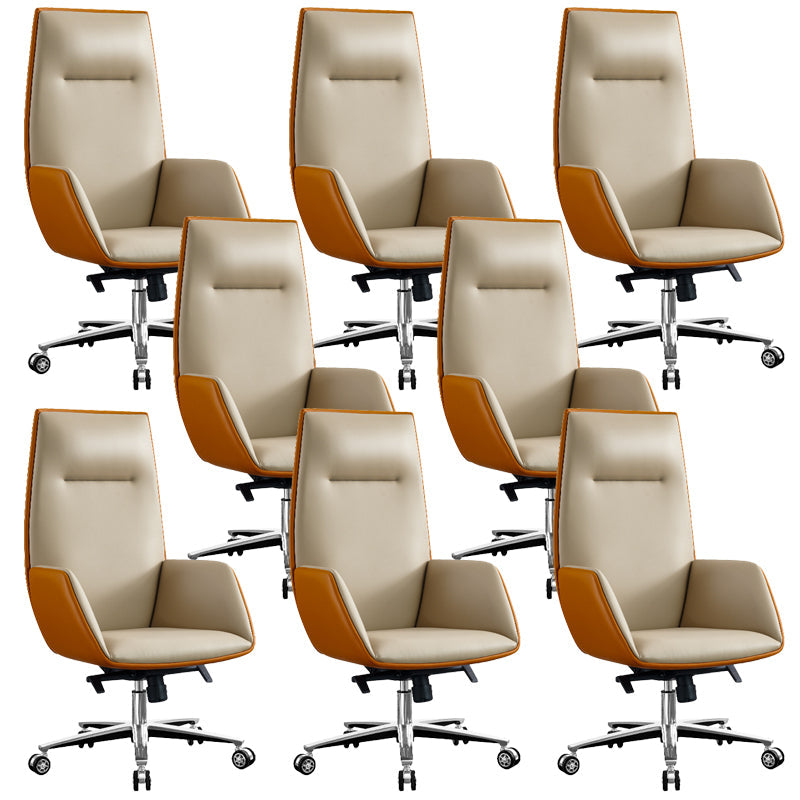 Moderner armloser Bürostuhl Leder Neigungsmechanismus kein belastender Schreibtischstuhl