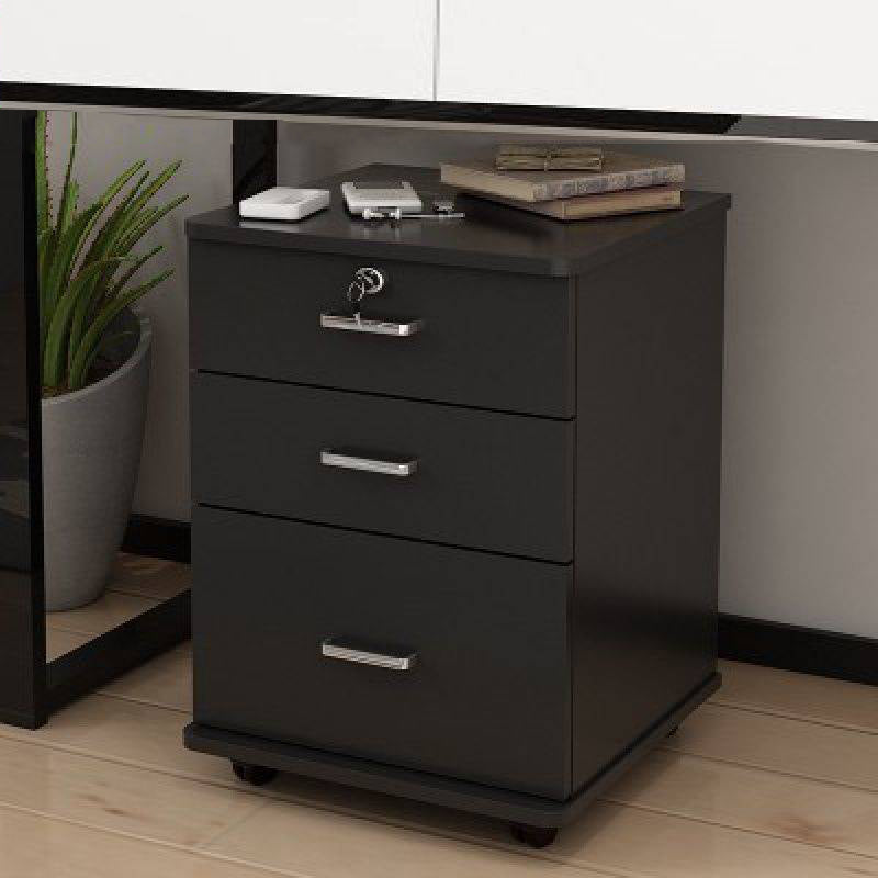 Modern Filing Cabinet Wood Vertical Filing Cabinet with Wheels Black 3 Clearhalo 'Filing Cabinets' 'filling_cabinets' 'furn' 'furn_filling_cabinets' 'Furniture' 'Office Furniture' 7172011