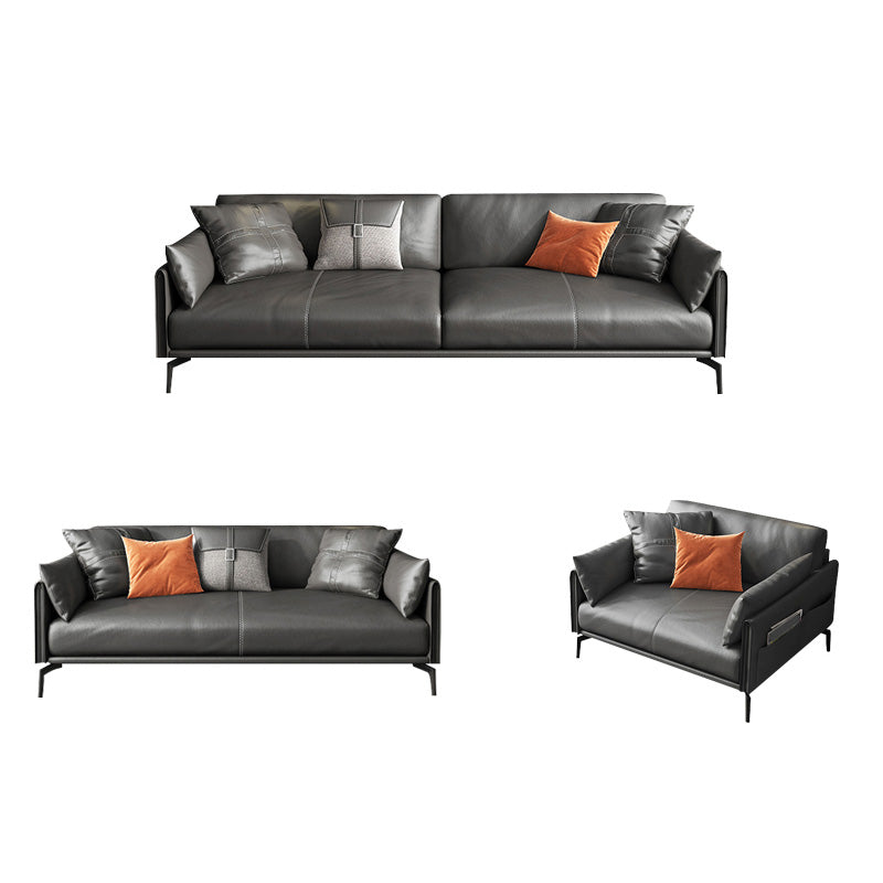 Sofá de brazo cuadrado 33.46 "Sofá de cuero genuino alto con espalda suelta