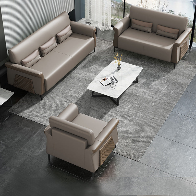 Flared Arm Sofa 30.31" High Faux Leather Sofa with Loose Back