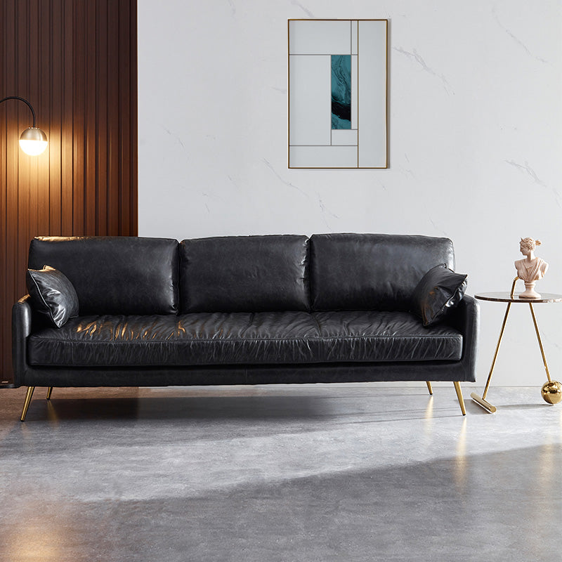 31.88 "Sofá de alto sofá contemporáneo de cuero con brazo cuadrado con cojines