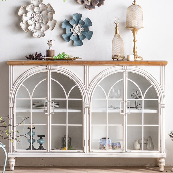 Mid-century Modern Distressed Wooden Cabinet Rectangle Accent Cabinet