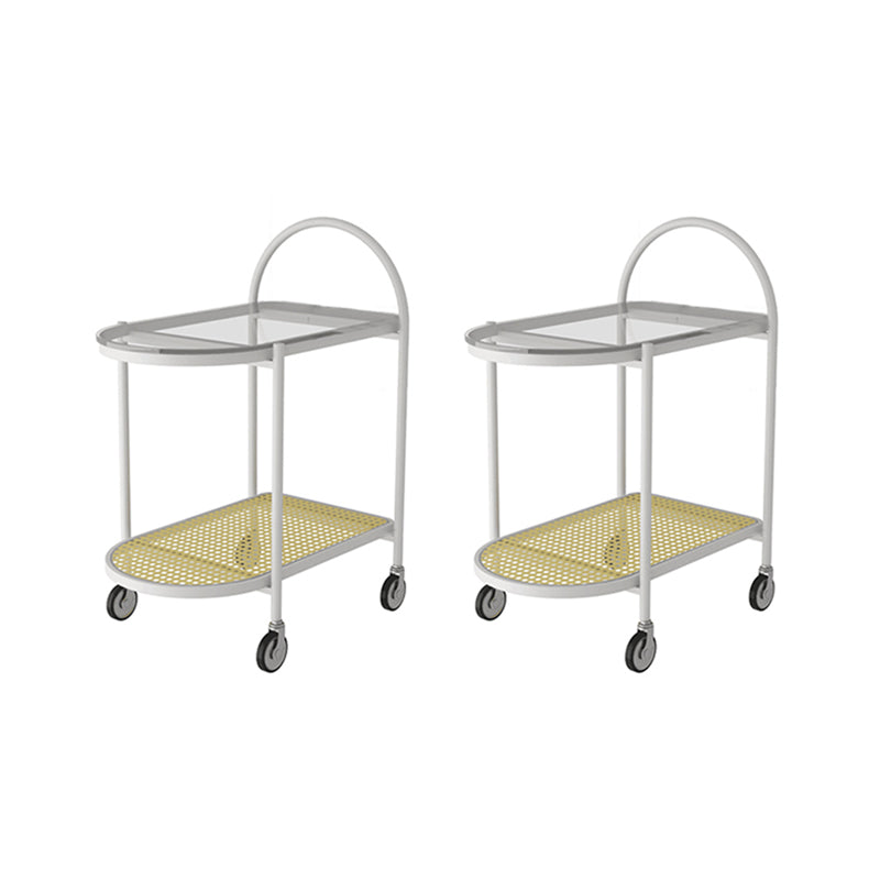 23.62" Wide Metal Side Table Oval Glass Top Sofa Side Accent Table