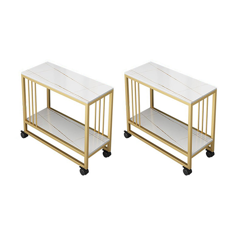 Metal Frame End Table 2-Tier Stone Top Accent Side Table with Shelf Gold 2 Clearhalo 'Coffee & Accent Tables' 'End & Side Tables' 'end_side_tables' 'furn' 'furn_end_side_tables' 'Furniture' 'Living Room Furniture' 7173909