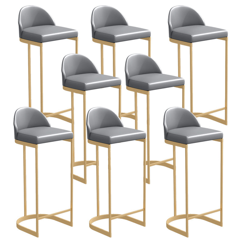 Low Back Upholstered Dining Stool Bucket Bar Stool with Metal Base