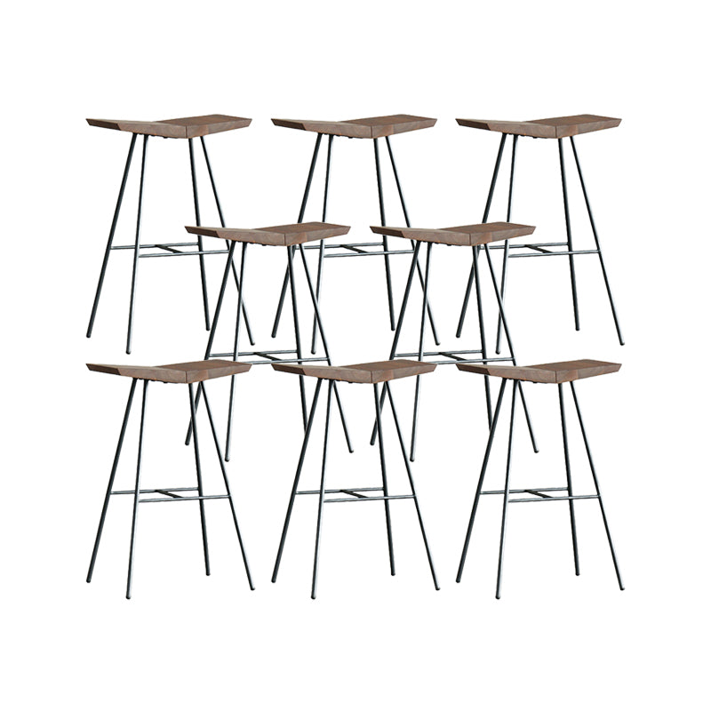 Contemporary Metal Bar Stool Footrest Counter Stool in Brown