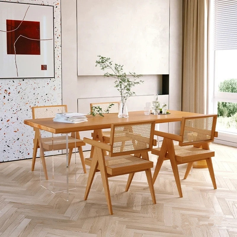 Modern Solid Wood Dinette Set 1/5 Pcs Standard Height Dining Room Table Set 5 Pieces: Table, 4 Chairs Clearhalo 'Dining Room Sets' 'Dining Tables & Seating' 'dining_room_set' 'furn' 'furn_dining_room_set' 'Furniture' 'Kitchen & Dining Furniture' 7178529