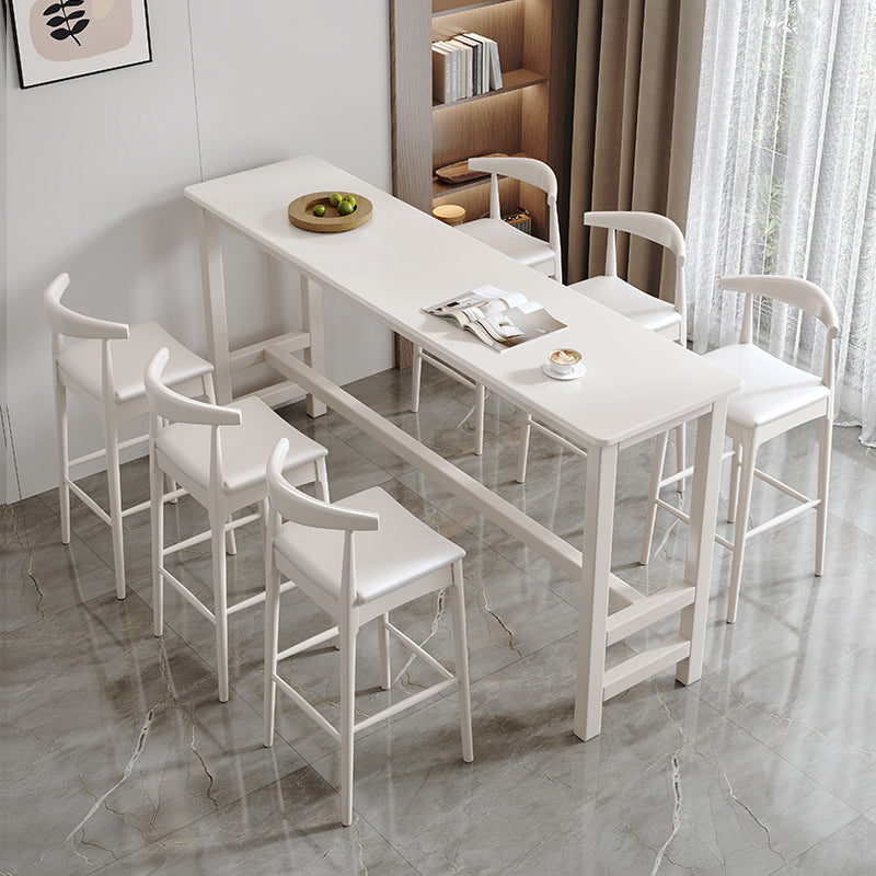 Contemporary Indoor Bar Dining Table Rectangle Wood Bar Stool Table White Without Chairs Clearhalo 'Bar Furniture' 'Bar Tables' 'bar_tables' 'furn' 'furn_bar_tables' 'Furniture' 'Kitchen & Dining Furniture' 7178615