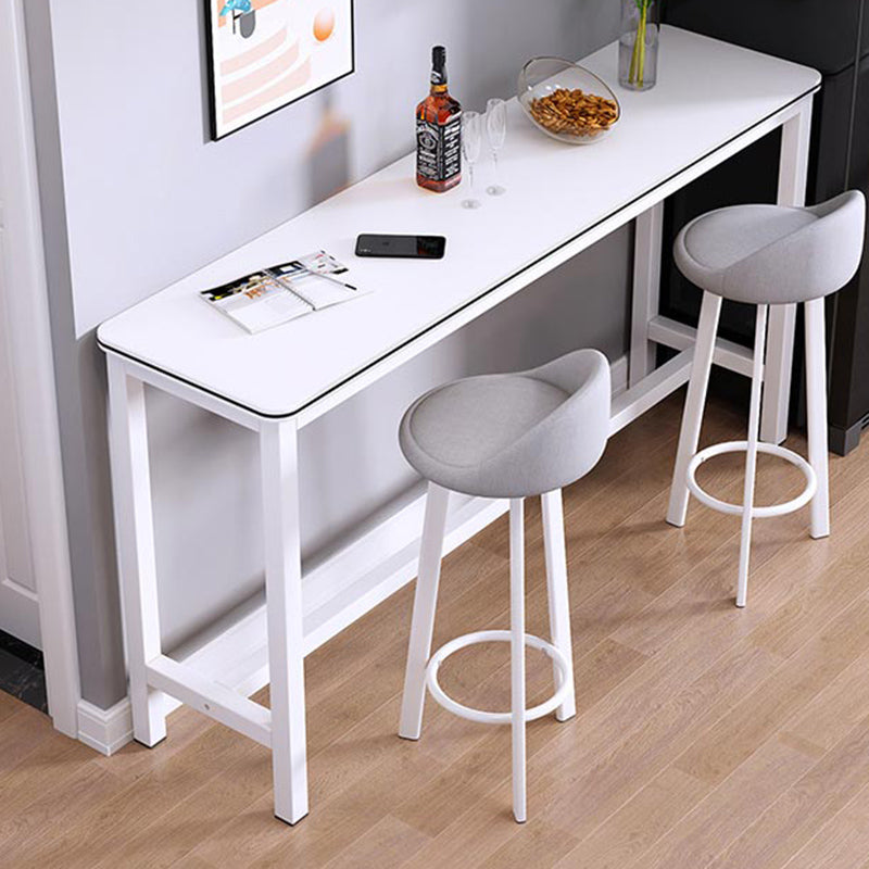 Matte Finish Faux Wood Bar Table Modern Pub Table with Metal Frame White Without Chairs Clearhalo 'Bar Furniture' 'Bar Tables' 'bar_tables' 'furn' 'furn_bar_tables' 'Furniture' 'Kitchen & Dining Furniture' 7178646