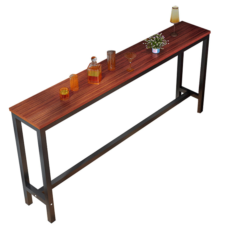 Industrial Trestle Bar Stool Table Metal and Wood Bar Wine Table Brown-Black Without Chairs Clearhalo 'Bar Furniture' 'Bar Tables' 'bar_tables' 'furn' 'furn_bar_tables' 'Furniture' 'Kitchen & Dining Furniture' 7178680