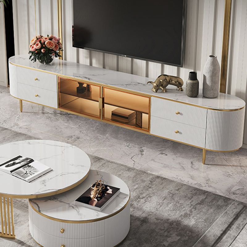 4 Drawers Glam TV Console Stone White Media Console with Doors Clearhalo 'furn' 'furn_tv_stands_entertainment_centers' 'Furniture' 'Living Room Furniture' 'TV Stands & Entertainment Centers' 'TV Stands & Media Storage Furniture' 'tv_stands_entertainment_centers' 7181591