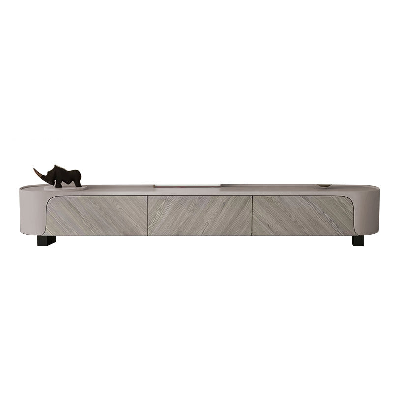 Stone TV Media Console Contemporary Media Console with 3 Drawers 94.5"L x 16"W x 16"H Grey Clearhalo 'furn' 'furn_tv_stands_entertainment_centers' 'Furniture' 'Living Room Furniture' 'TV Stands & Entertainment Centers' 'TV Stands & Media Storage Furniture' 'tv_stands_entertainment_centers' 7181662