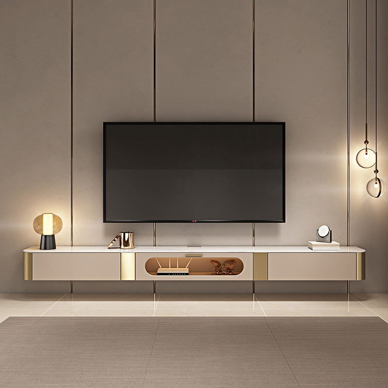 Glam TV Stand Console Stone Brown Media Console with Drawers 94.5"L x 16"W x 10"H Clearhalo 'furn' 'furn_tv_stands_entertainment_centers' 'Furniture' 'Living Room Furniture' 'TV Stands & Entertainment Centers' 'TV Stands & Media Storage Furniture' 'tv_stands_entertainment_centers' 7184668