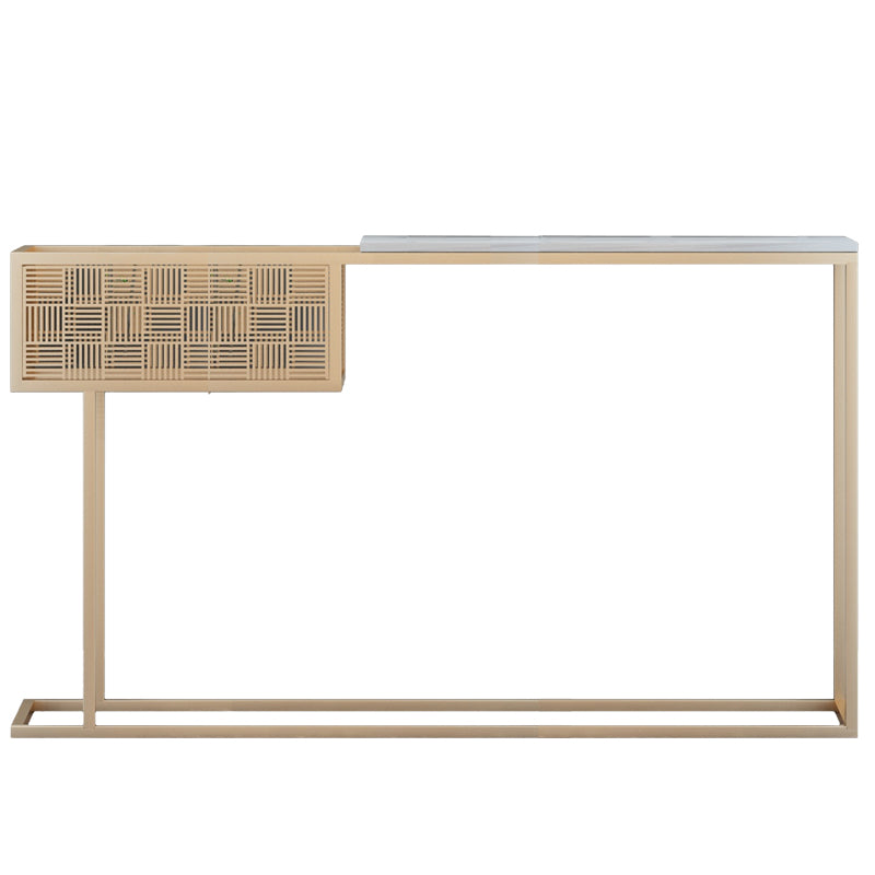 Glam Iron Console Accent Table Marble Console Sofa Table for Hall