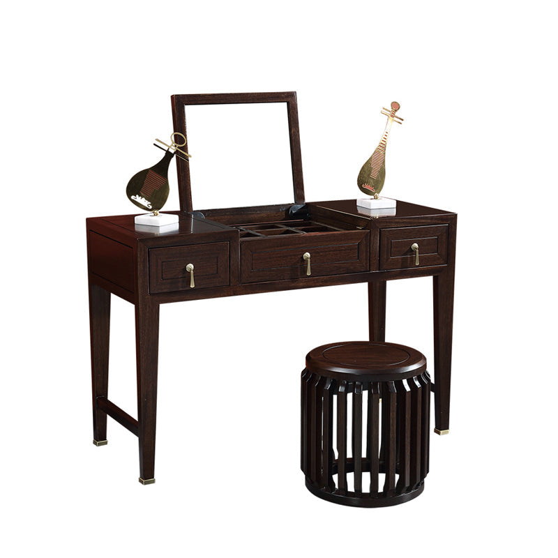Solid Wood Vanity Dressing Table Traditional Flip-Top Makeup Vanity Table