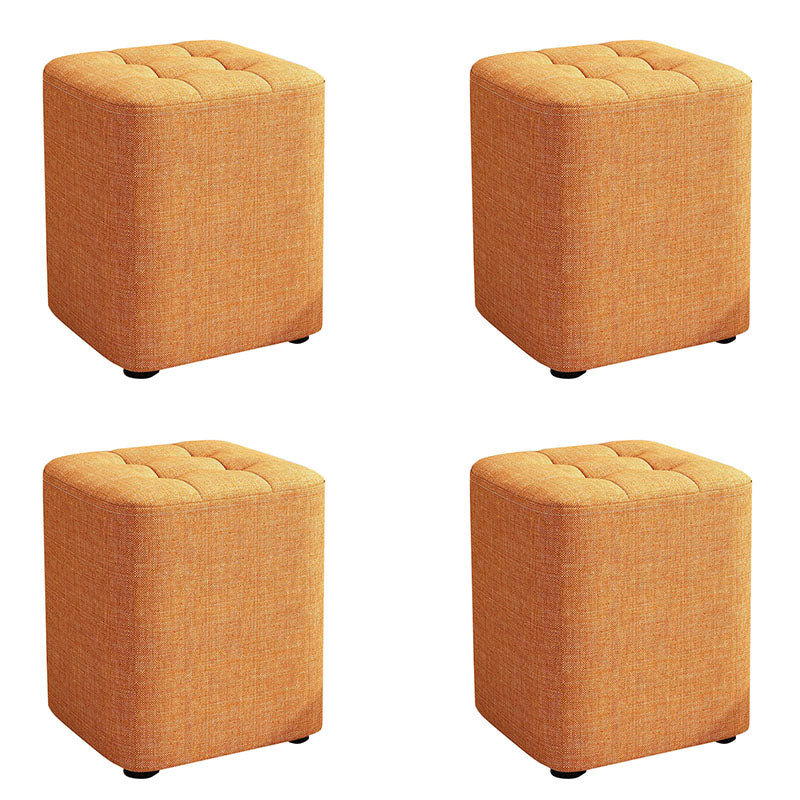 Modern Pouf Ottoman Cotton Upholstered Tufted Solid Color Square Ottoman Orange 4 Piece Set Clearhalo 'furn' 'furn_ottomans_poufs' 'Furniture' 'Living Room Furniture' 'Ottomans & Poufs' 'ottomans_poufs' 7191203