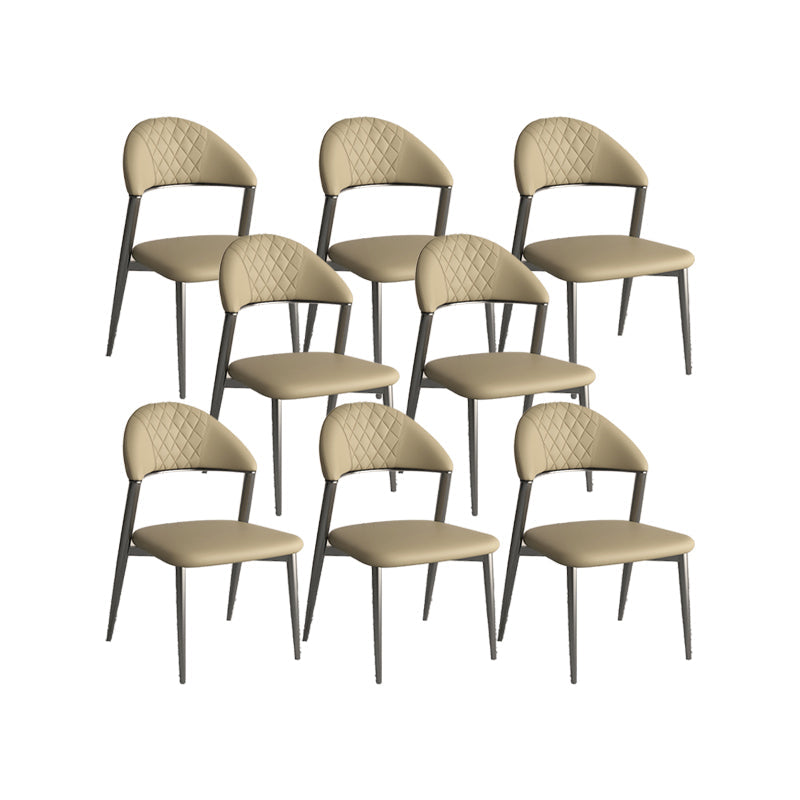 Faux Leather Dining Chairs Nordic Style Open Back Armless Chair for Dining Room