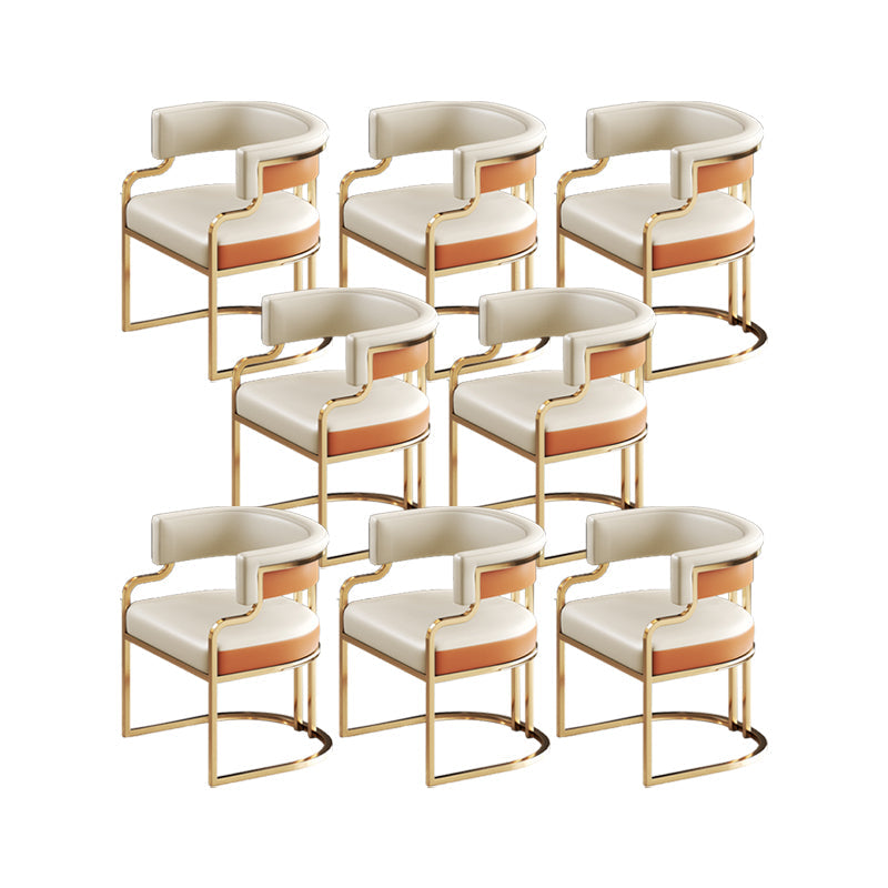 Faux Leather Dining Chairs Glam Style Open Back Armless Chair for Dining Room Beige Orange 8 Piece Set Clearhalo 'Dining Chairs' 'Dining Tables & Seating' 'dining_chair' 'furn' 'furn_dining_chair' 'Furniture' 'Kitchen & Dining Furniture' 7193517