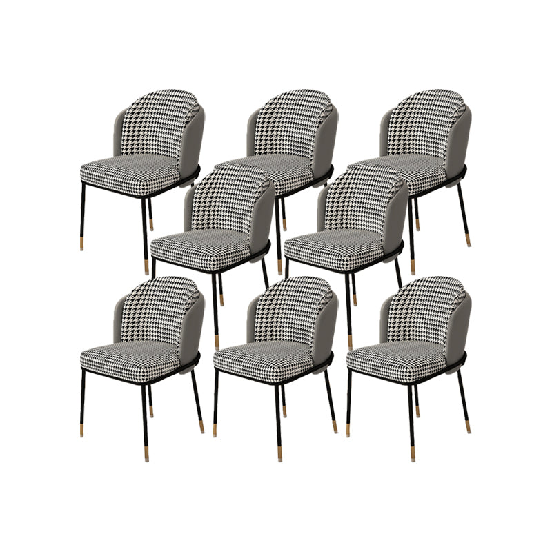 Upholstered Side Chair Modern Style Open Back Armless Chair for Dining Room Gray Houndstooth 8 Piece Set Clearhalo 'Dining Chairs' 'Dining Tables & Seating' 'dining_chair' 'furn' 'furn_dining_chair' 'Furniture' 'Kitchen & Dining Furniture' 7193628