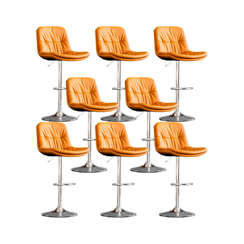 Contemporary Metal Legs Bar Stools Faux Leather Indoor Counter Chair