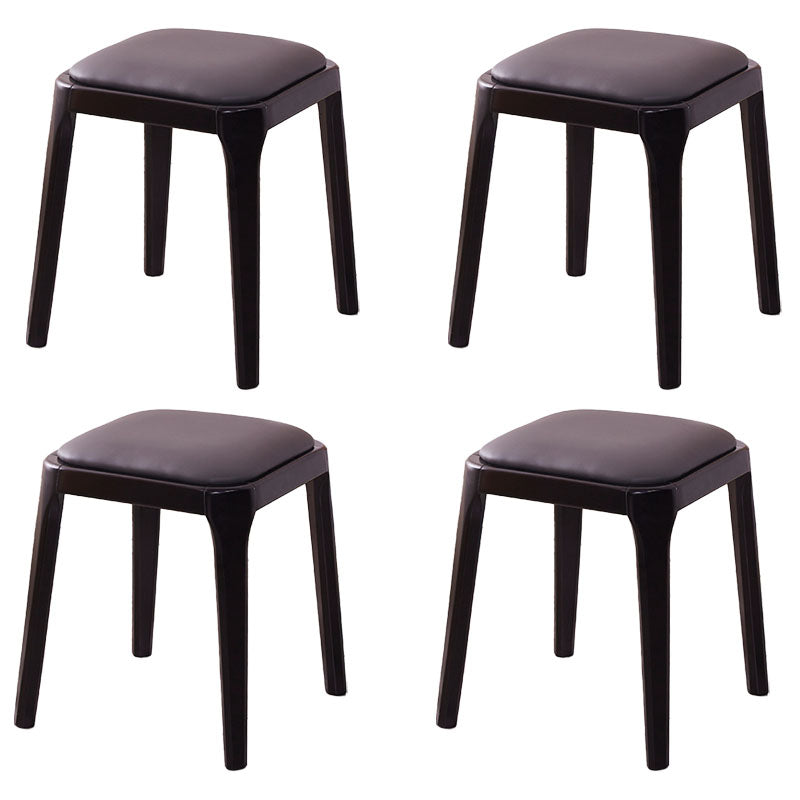 Glam Ottoman Faux Leather Stain Resistant Solid Color Square Ottoman with Legs Gray 4 Piece Set Clearhalo 'furn' 'furn_ottomans_poufs' 'Furniture' 'Living Room Furniture' 'Ottomans & Poufs' 'ottomans_poufs' 7202969