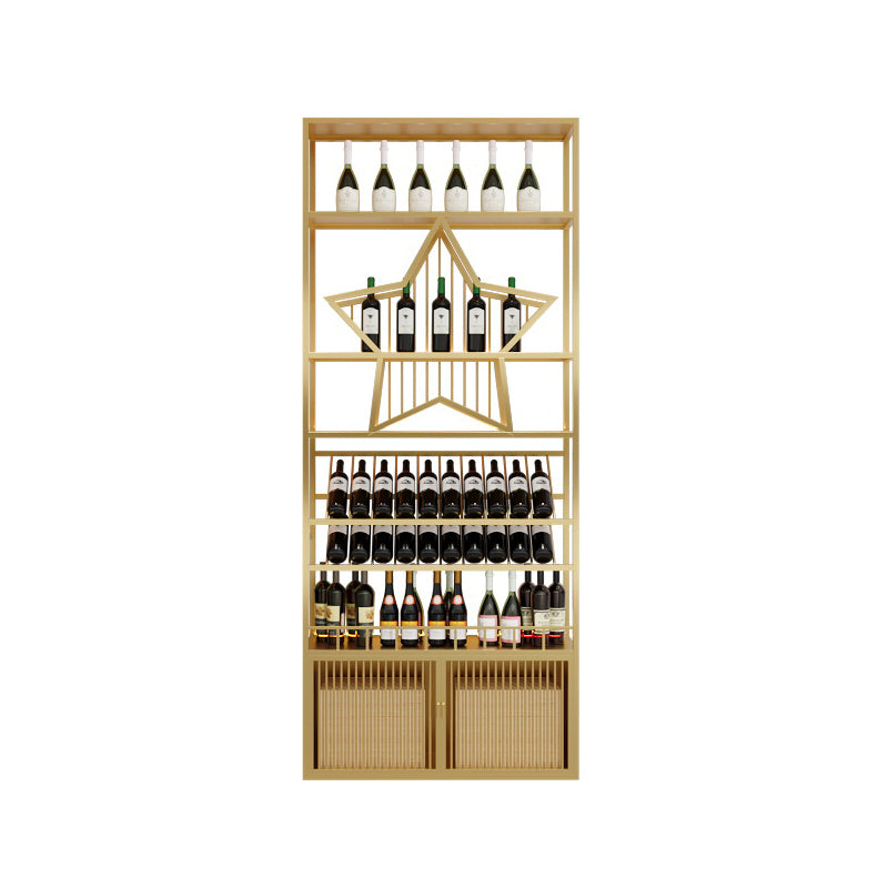 Iron Floor Bottle Wine Rack Contemporary Wine Holder with Storage Shelves