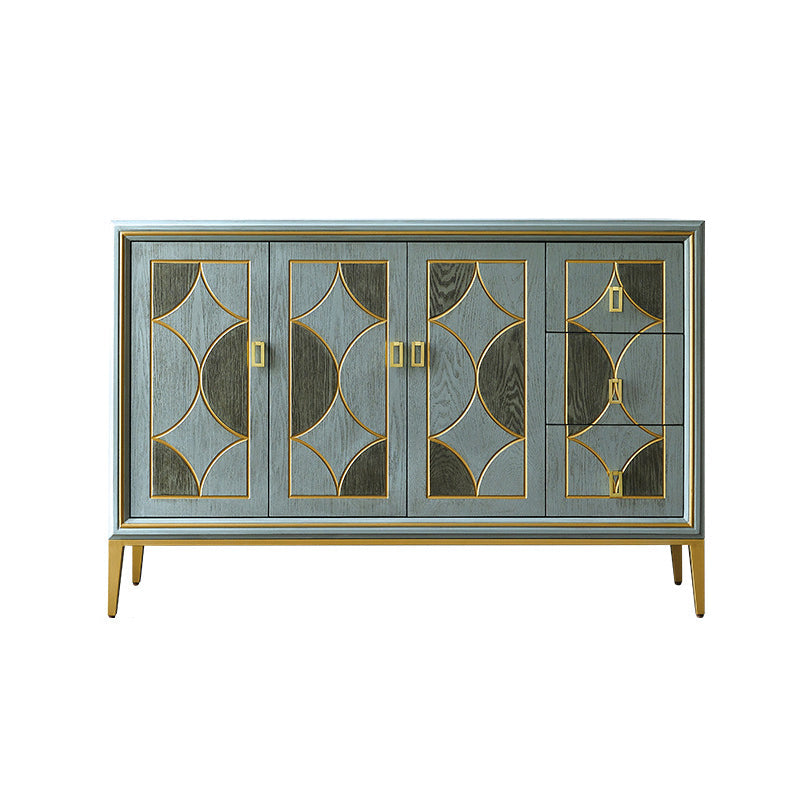 Commode en bois massif de poitrine de rangement glam classique, largeur de 15,21 pouces