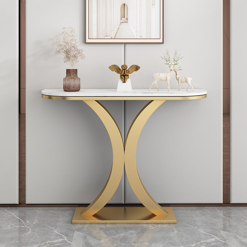 Glam Console Tafel Half Moon Marble Accent Table, 12 inch breed