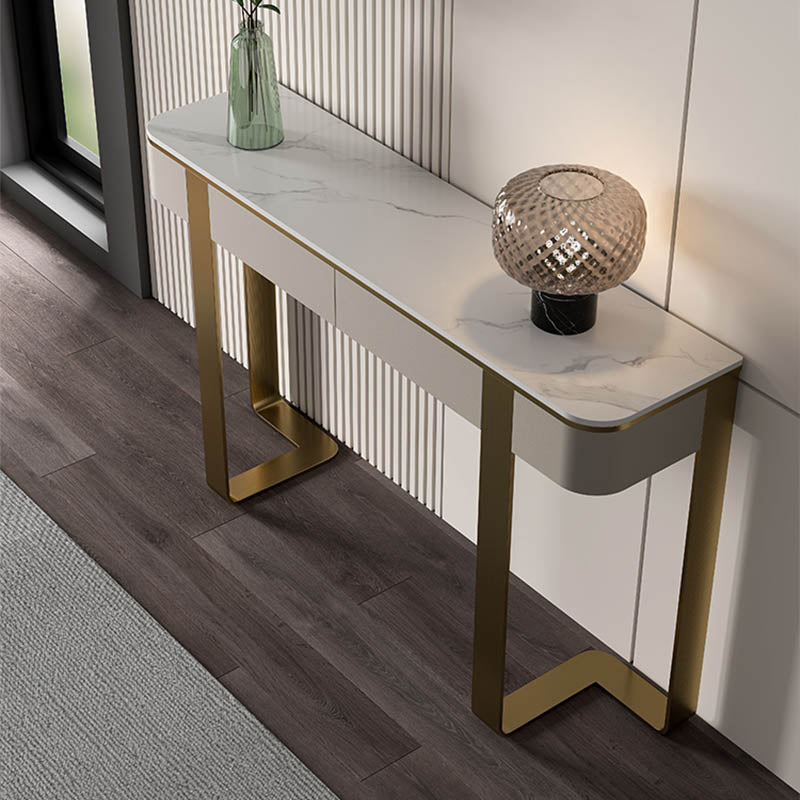Tabella della console rettangolare moderna Tabella di divano console in grigio/oro