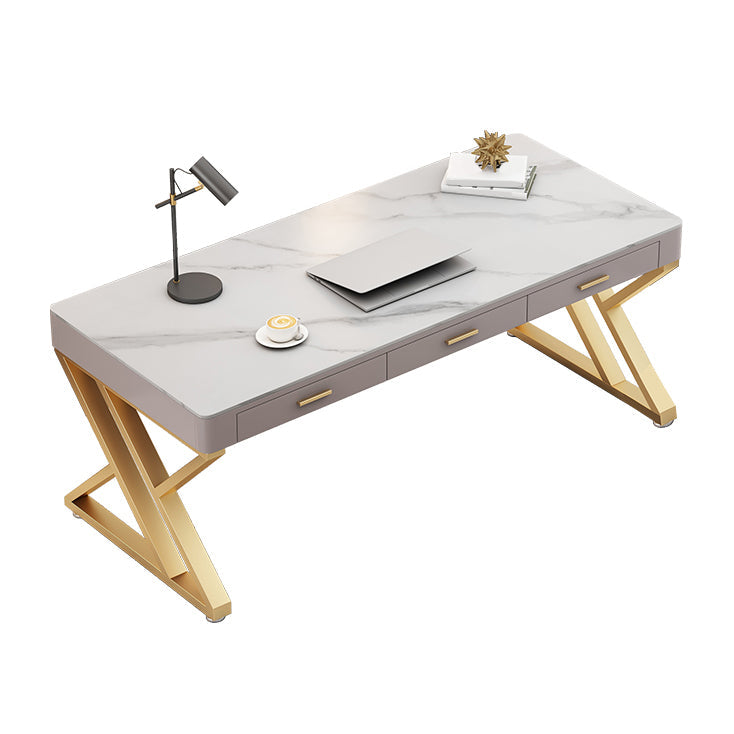 Glam Rectangle Office Desk Antique Finish Computer Desk met laden