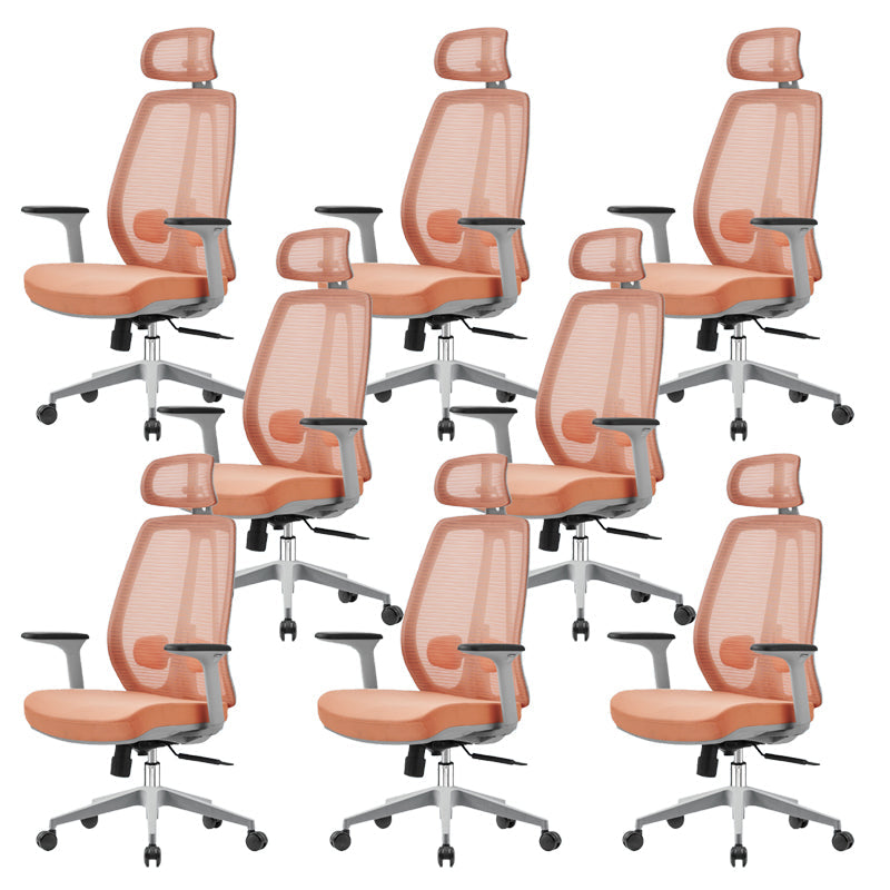 Removable Arms Office Chair Modern No Distressing Ergonomic Desk Chair with Wheels Orange 8 Piece Set Clearhalo 'furn' 'furn_office_chair' 'Furniture' 'Office Chairs' 'Office Furniture' 'office_chair' 7217625